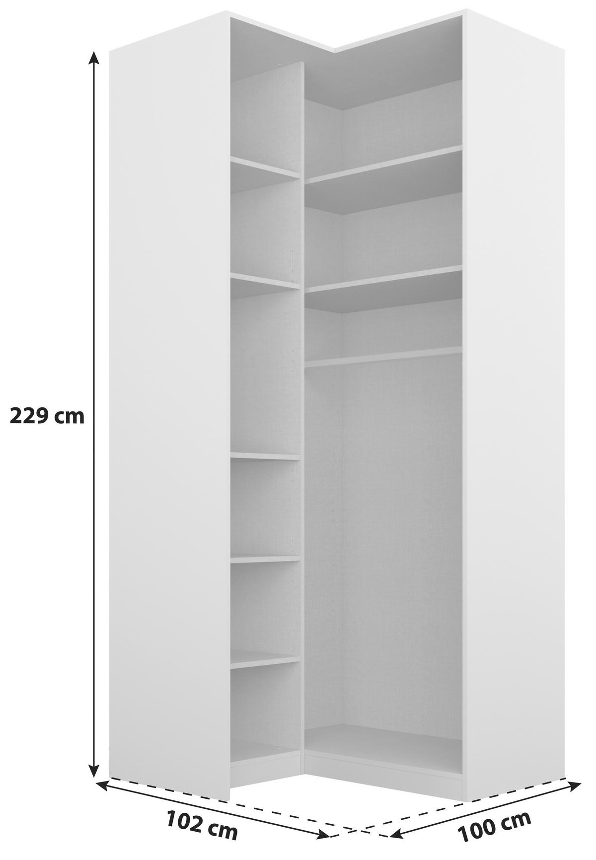 Eckschrank Mit Spiegel 100 cm Alabama, Seidengrau - Silberfarben/Hellgrau, MODERN, Holzwerkstoff (100/229/102cm)