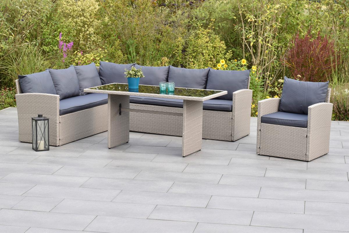 Gartenset Lanzarote - Grau, MODERN, Kunststoff/Textil - Gardenson