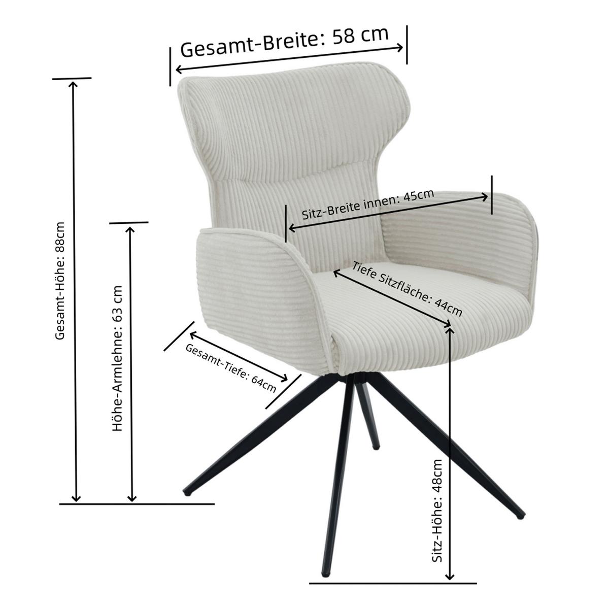 Armlehnstuhl Matilde Beige/Schwarz B: 57 cm - Beige/Schwarz, MODERN, Textil/Metall (57/86/64cm) - Livetastic