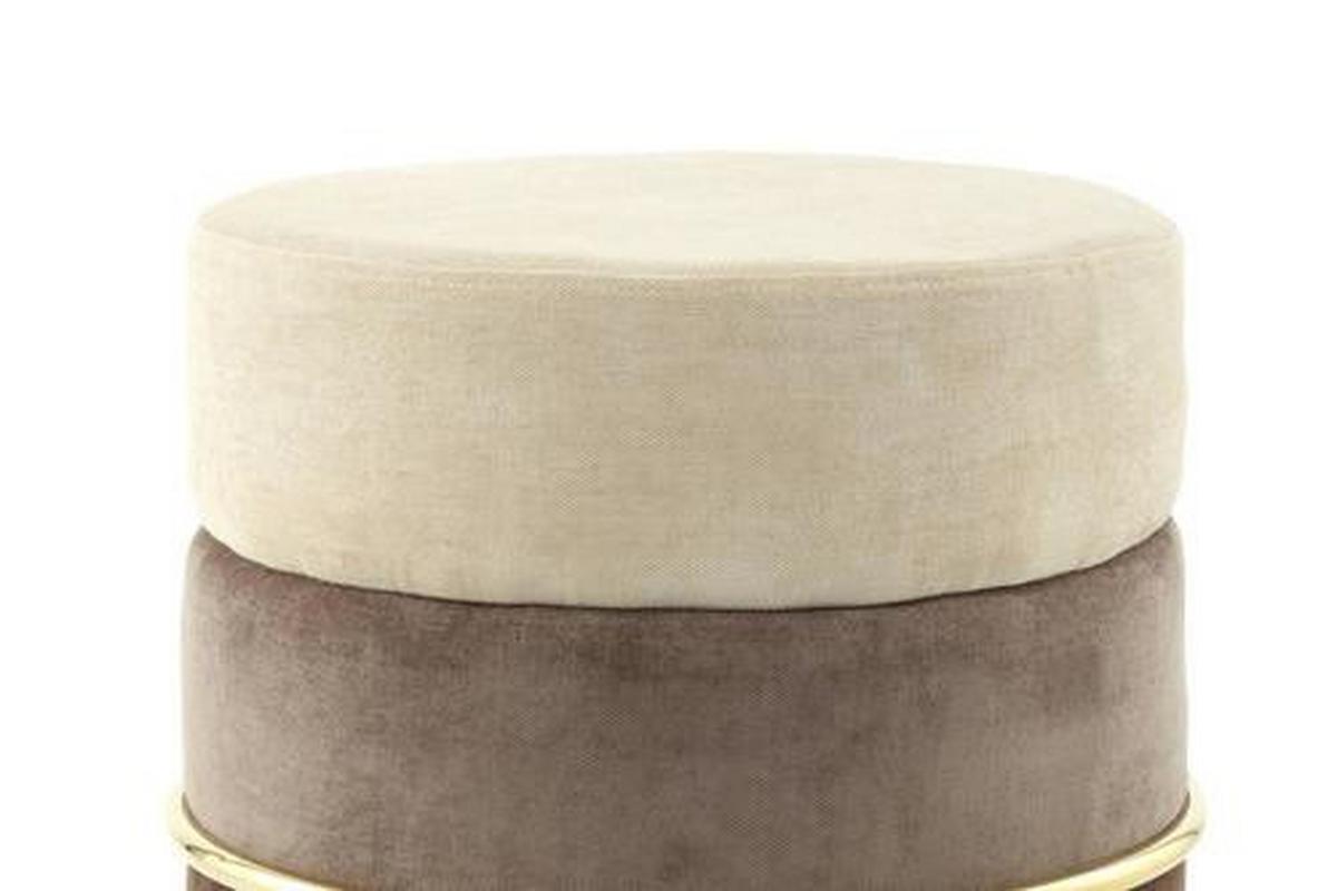 Pouf Struktur Creme DxH: 48,5x46 cm Rund - Goldfarben/Creme, Basics, Holzwerkstoff/Textil (48,5/46/48,5cm) - Kayoom