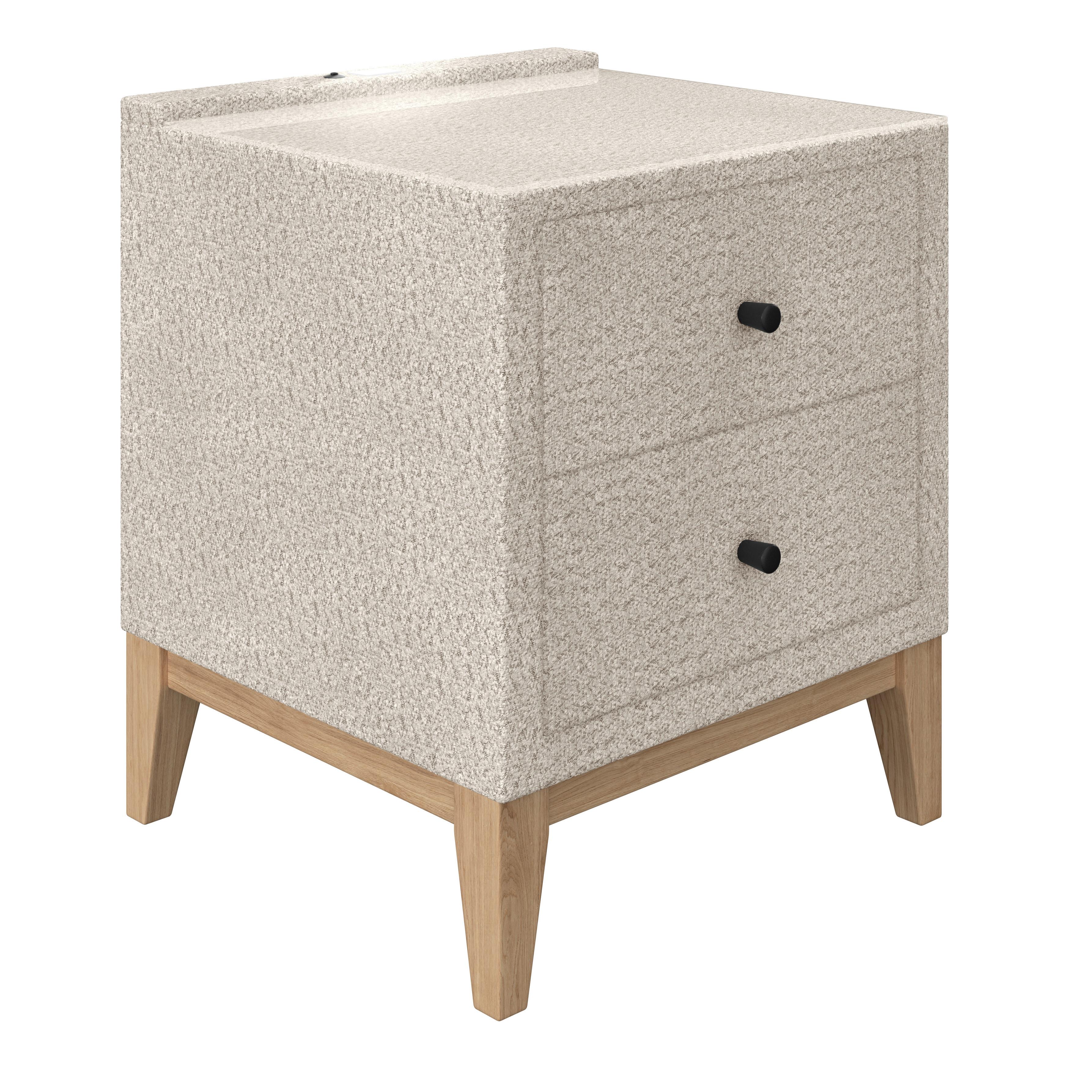 Nachtkästchen Smile inkl. Beleuchtung, B: 49 cm - Creme, KONVENTIONELL, Glas/Holz (49/58,5/46cm) - James Wood