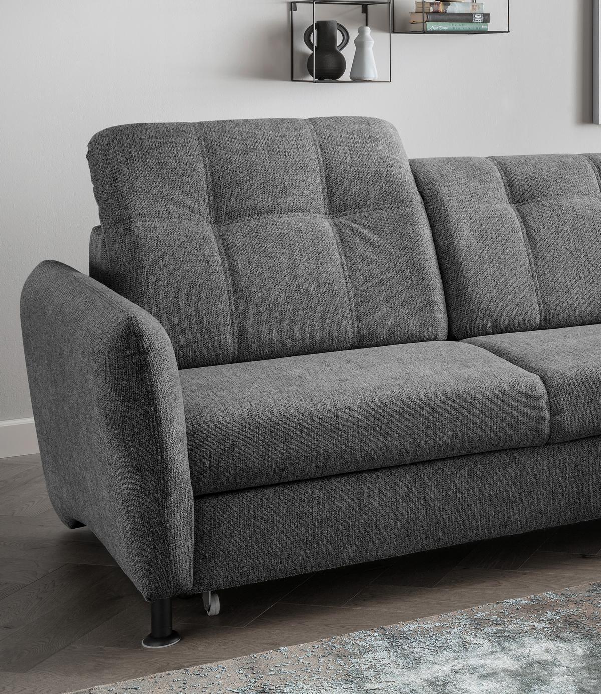 Ecksofa Minori Chenille Anthrazit, S: 267x184 cm - Anthrazit/Schwarz, MODERN, Textil (267/184cm) - Livetastic