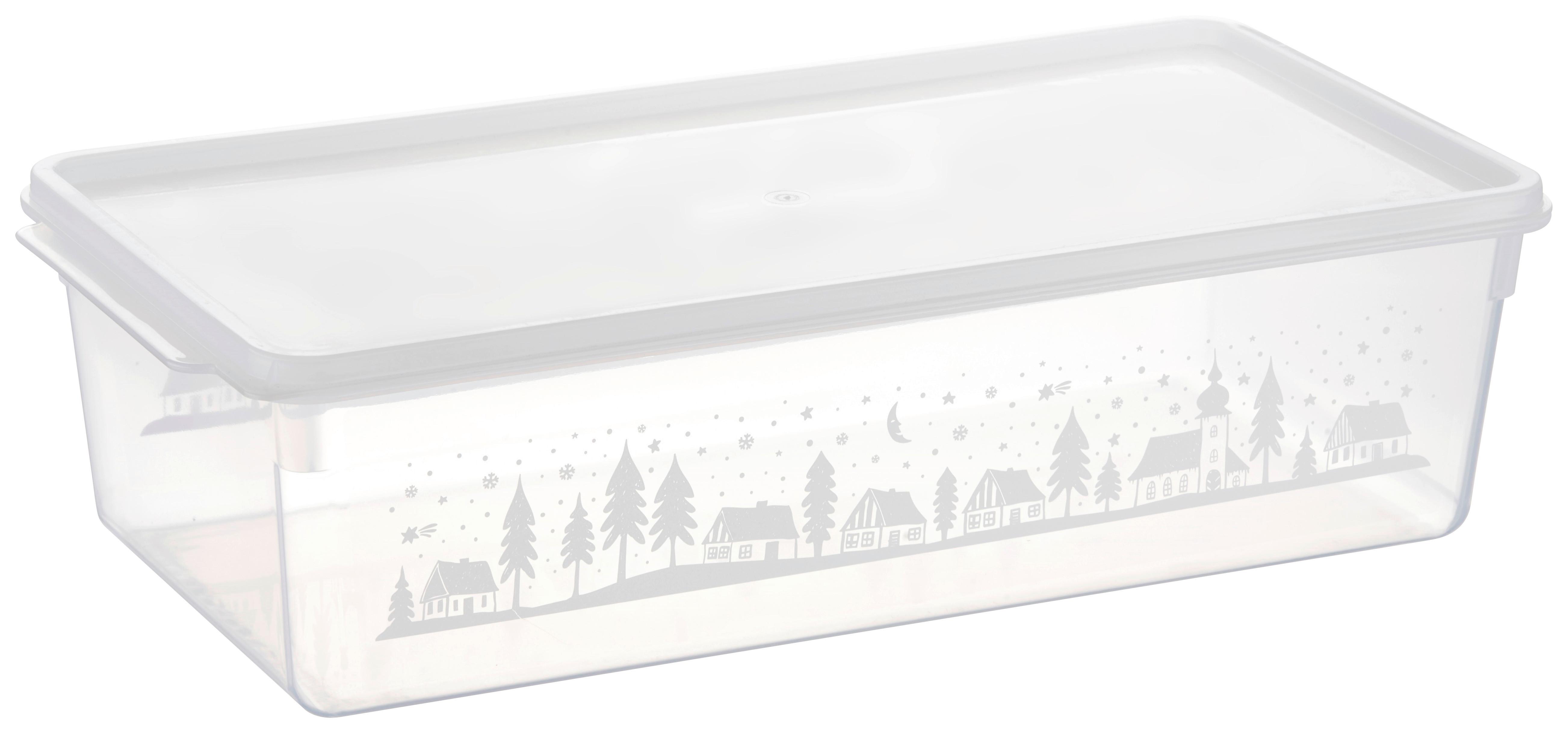 Keksdose aus Kunststoff Snow B/H/T: ca. 19/10/38 cm - Klar/Weiß, KONVENTIONELL, Kunststoff (38/10/19cm)