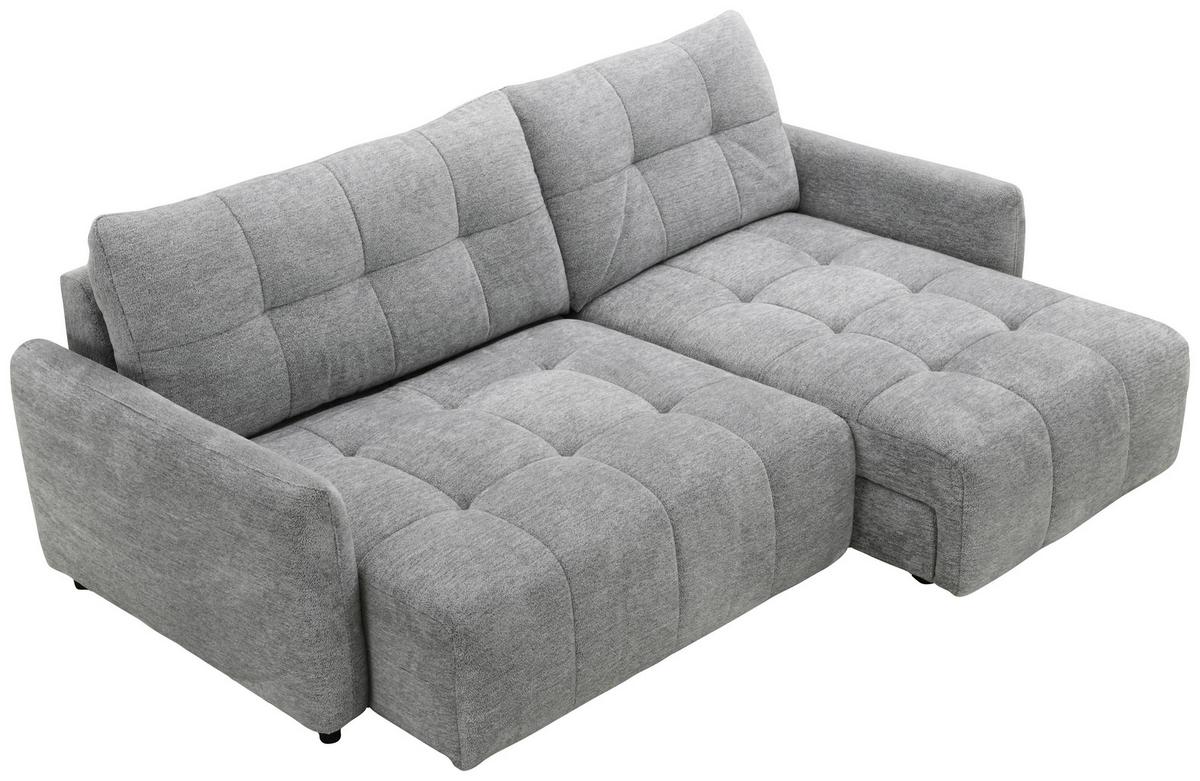 Elektrická sedačka LINA, obojstranná, sivá ženilka - čierna/sivá, Basics, kov/drevo (227/158cm)