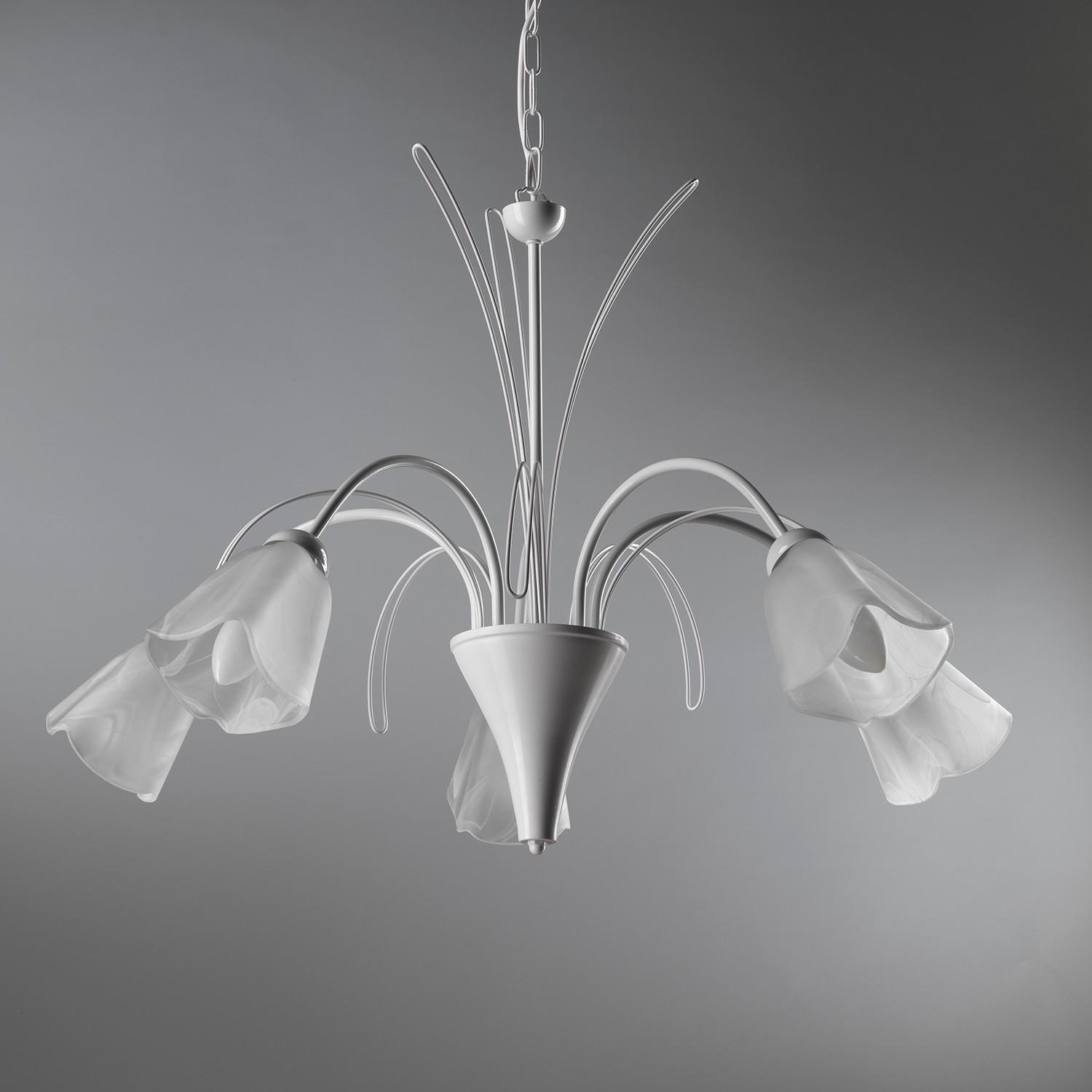 Kronleuchter 4802/5 - Weiß, KONVENTIONELL, Glas/Metall (70/100cm)
