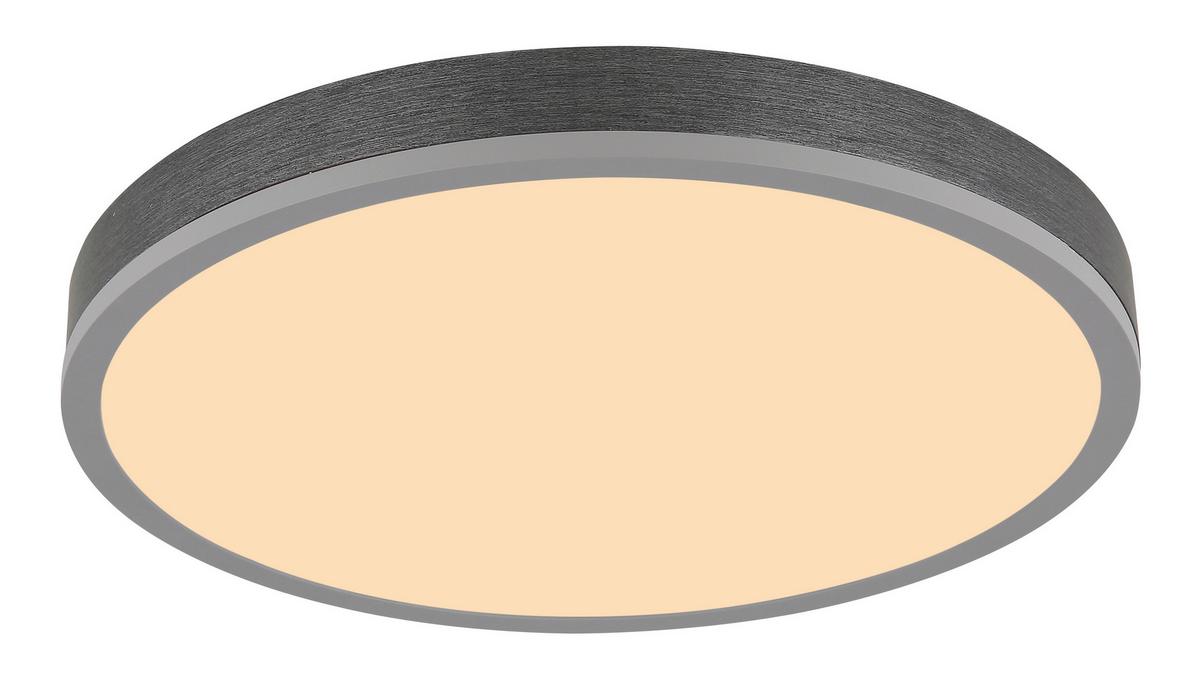 LED-Deckenleuchte Doro D: 45cm Silberfarben Weiß Dunkelgrau - Dunkelgrau/Silberfarben, Basics, Kunststoff/Metall (45/8,5cm) - Globo