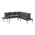 Loungegarnitur 3-Tlg Brügge Metall/Kunststoff mit Kissen - Dunkelgrau/Naturfarben, MODERN, Kunststoff/Textil (226/226cm) - Beldano