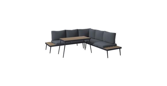 Loungegarnitur 3-Tlg Brügge Metall/Kunststoff mit Kissen - Dunkelgrau/Naturfarben, MODERN, Kunststoff/Textil (226/226cm) - Beldano