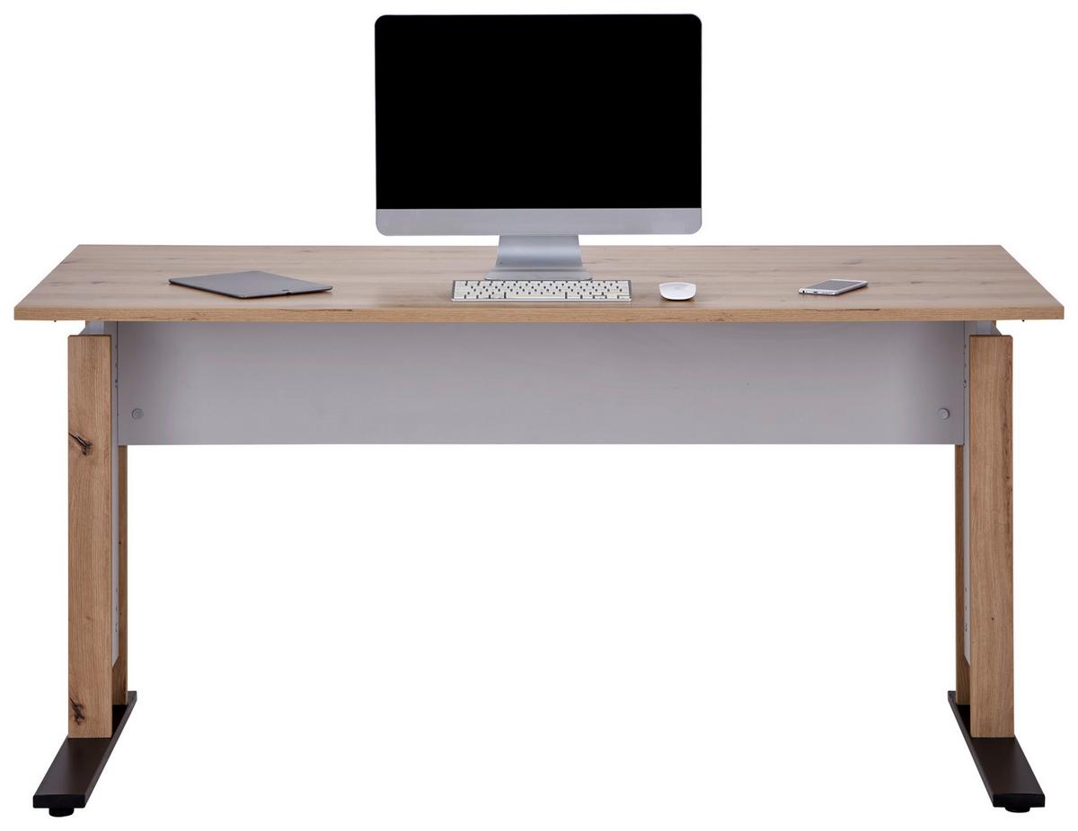Psací stůl KONTOR K8 - šedá/černá, Moderní, kov/kompozitní dřevo (160/71,5/80cm)