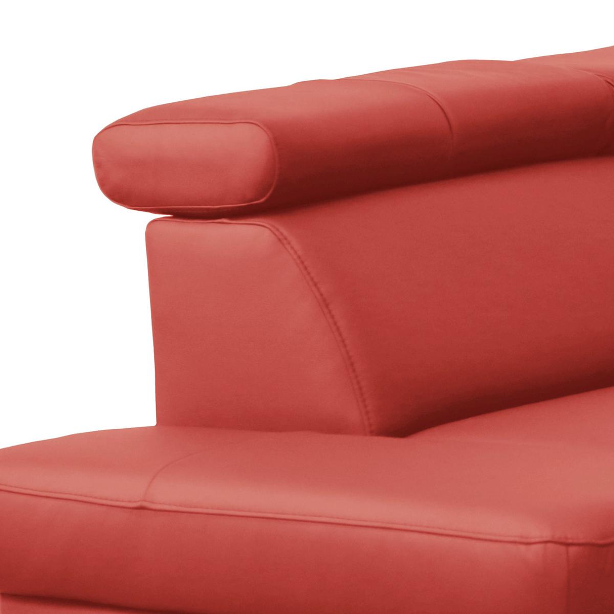 Ecksofa Lince Rot S: 197x257 Cm - Chromfarben/Rot, Design, Leder/Textil (197/257cm) - Livetastic