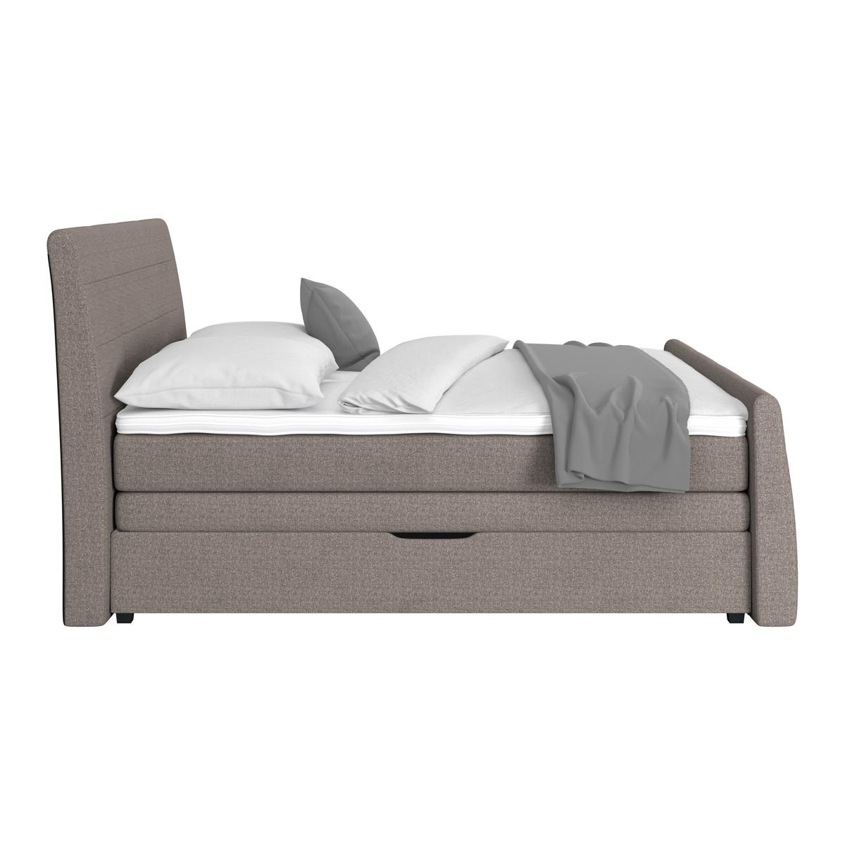 Boxspringbett Libra - Graubraun/Schwarz, KONVENTIONELL, Textil (160/200cm)