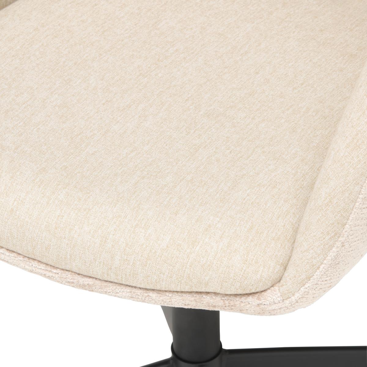 Armlehnstuhl Kaan Chenille Beige, B: 61 Cm - Beige/Schwarz, KONVENTIONELL, Textil/Metall (61/85/63cm) - MID.YOU