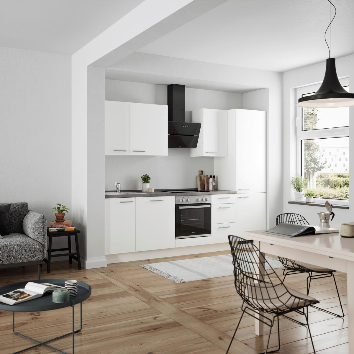 KÜCHENLEERBLOCK TOUCH HIGH - LINE, H6 RECHTS - Weiß/Grau, MODERN, Holzwerkstoff (270cm) - Nobilia