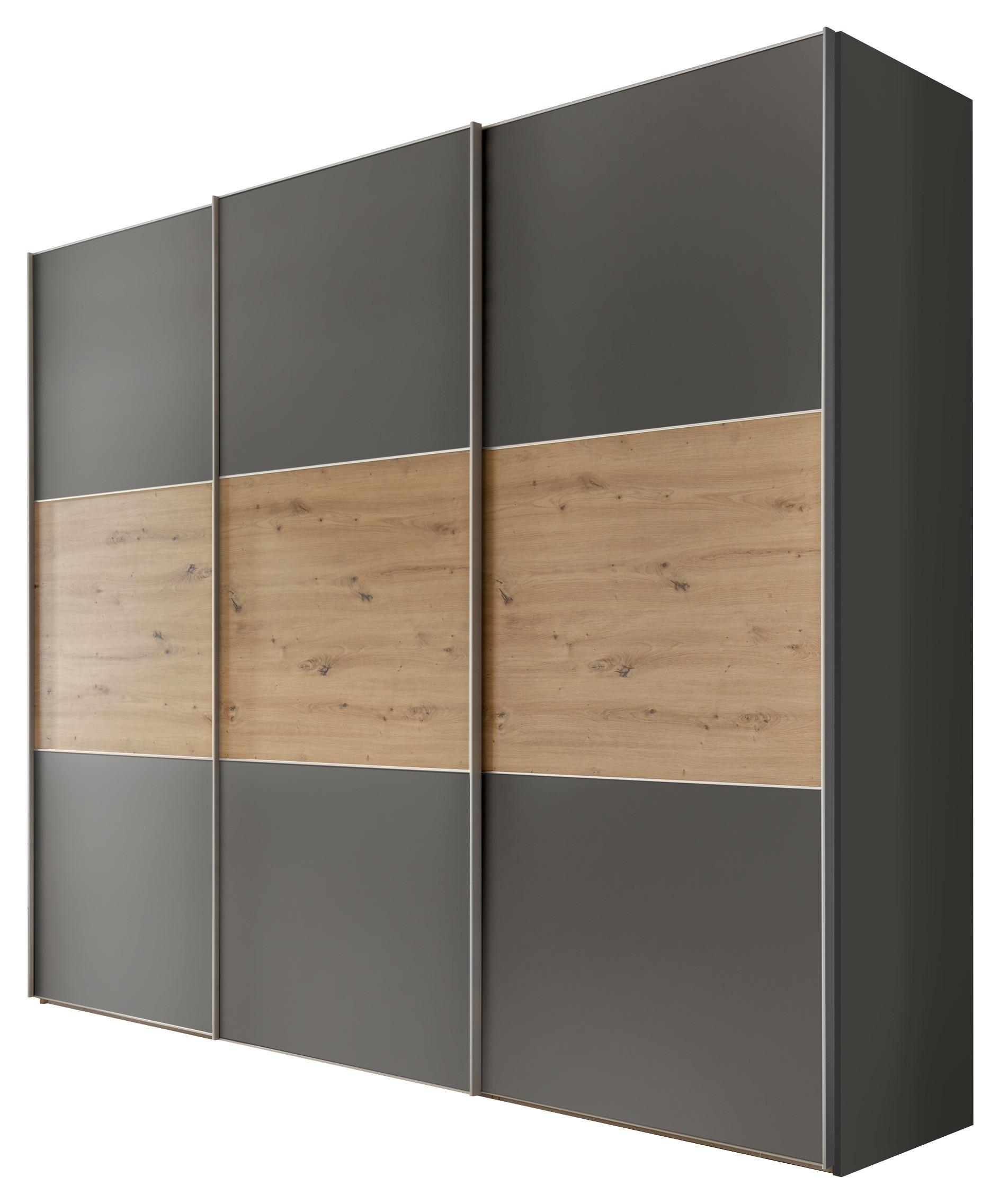 Schwebetürenschrank 280cm Includo Anthrazit/eiche Dekor - Anthrazit/Eiche Artisan, Design (280/222/68cm) - MID.YOU