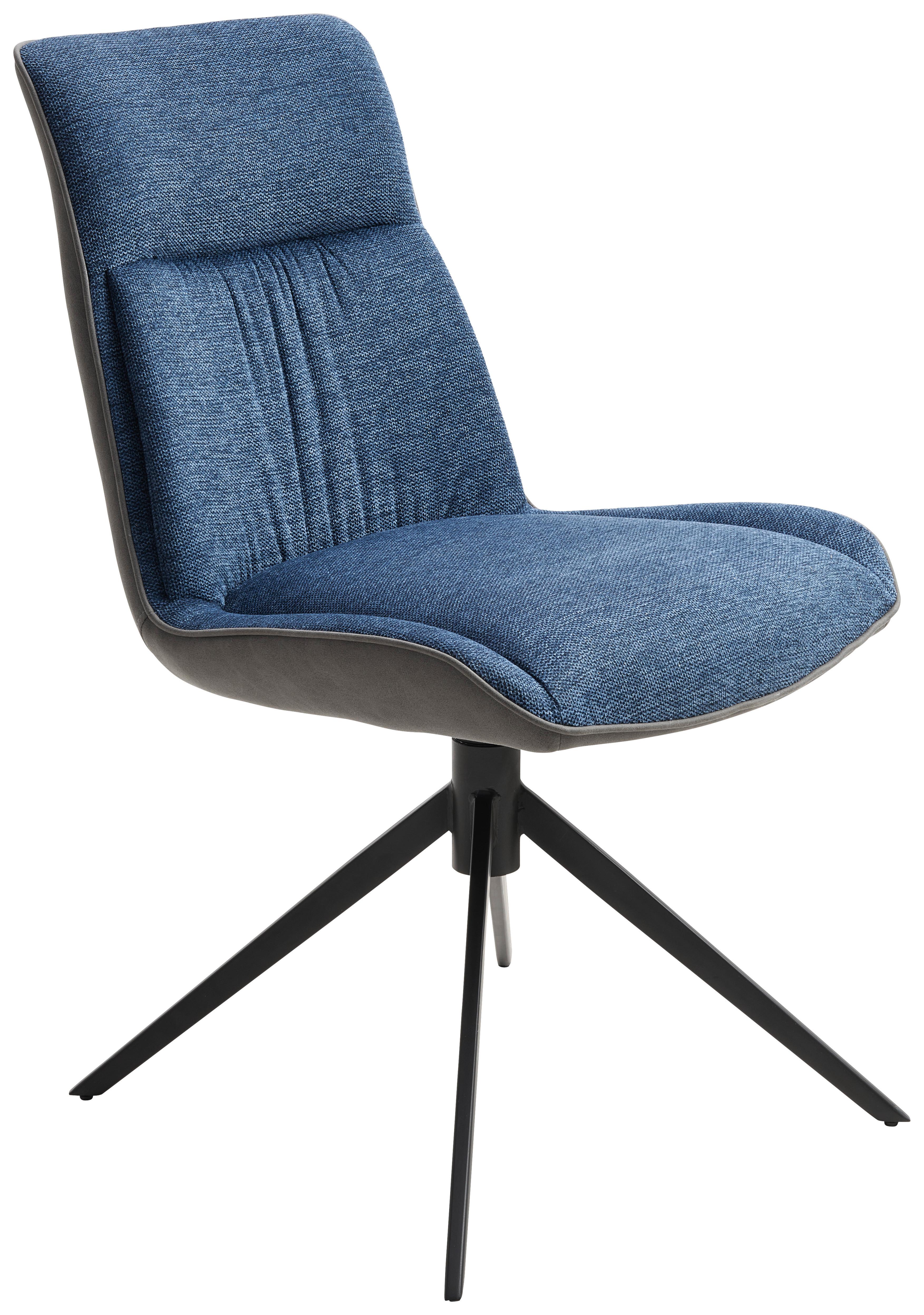 Polsterstuhl Doloris Blau, Drehbar - Blau/Schwarz, MODERN, Textil/Metall (51/89/64cm) - Luca Bessoni