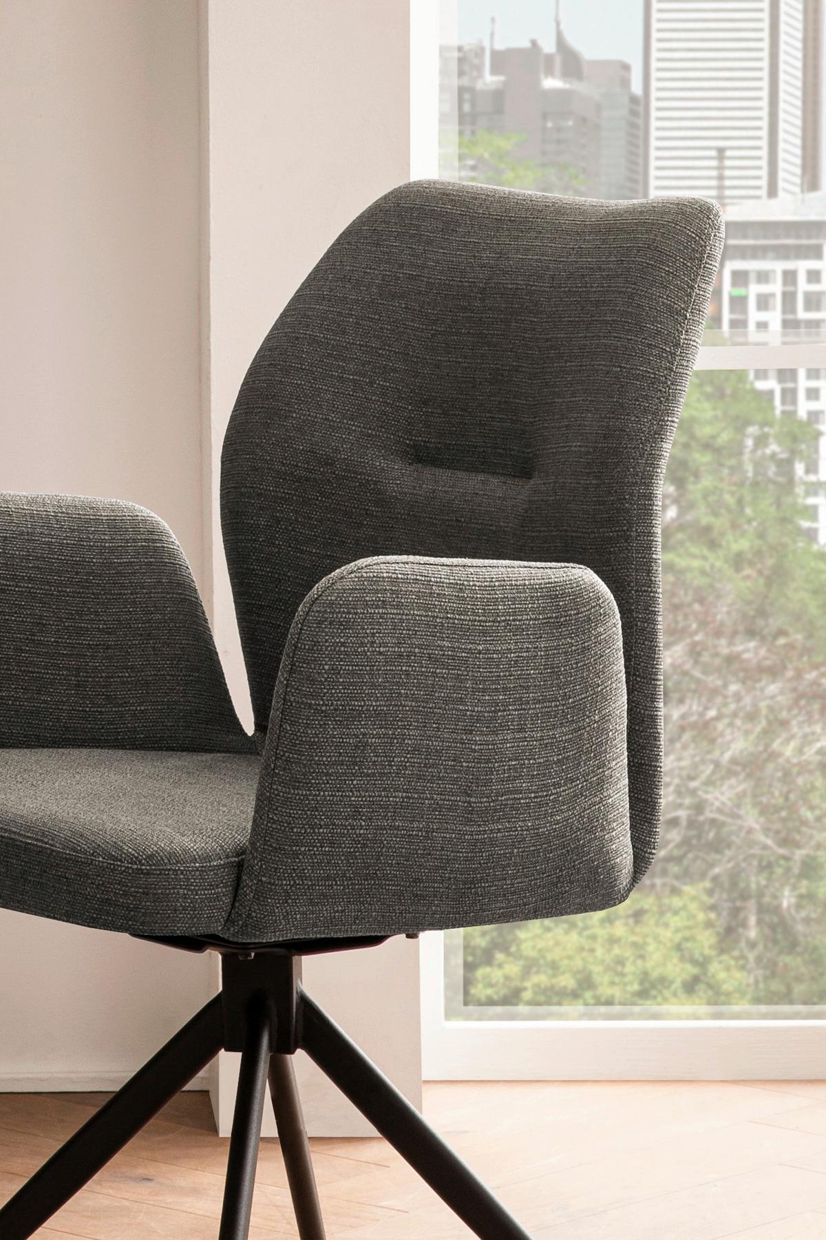 Armlehnstuhl Dunkelgrau B: 59cm - Dunkelgrau/Schwarz, MODERN, Textil/Metall (59/88/58cm) - Livetastic