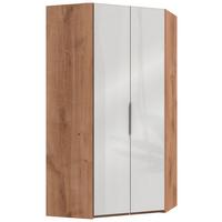 Eckschrank Schenkel 120x120 Cm Levle 36c Weiß/eiche Dekor - Eichefarben/Weiß, MODERN, Glas/Holzwerkstoff (120/236/120cm) - MID.YOU