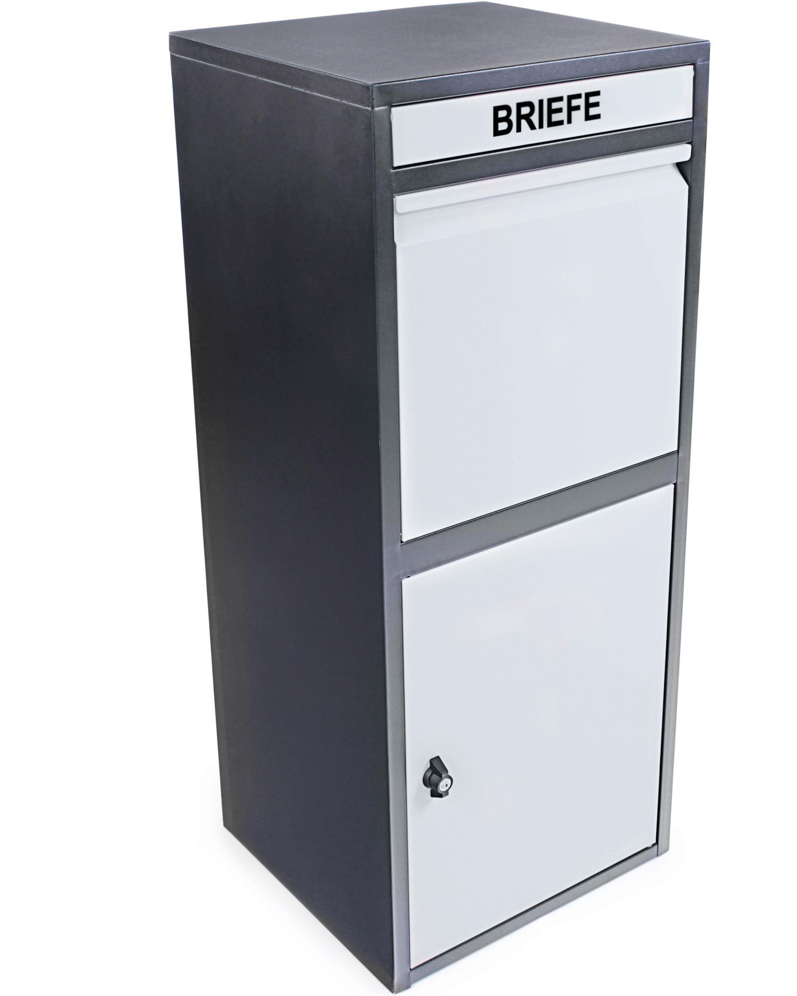 Paketbox mit Türklappe H: 103 cm - Schwarz/Grau, Basics, Metall (41/103/38cm)