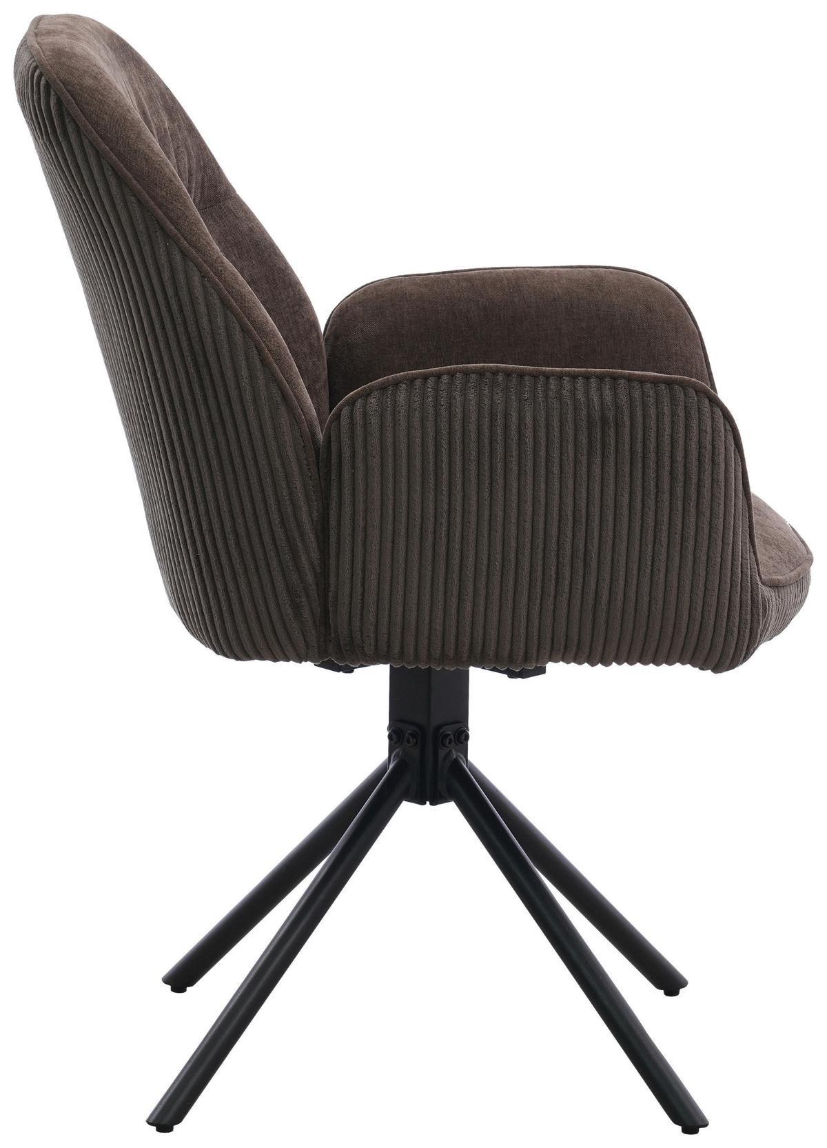 Armlehnstuhl Oulo Braun/Dunkelbraun B: 60 cm - Dunkelbraun/Schwarz, MODERN, Textil/Metall (60/89/65cm) - Livetastic