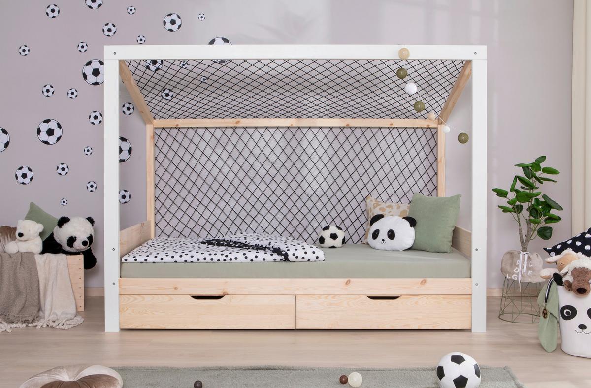 Bodenbett Mit Matratze 90x200 Cm Naturfarben/weiß - Naturfarben/Weiß, MODERN, Holz/Textil (90/200cm) - MID.YOU