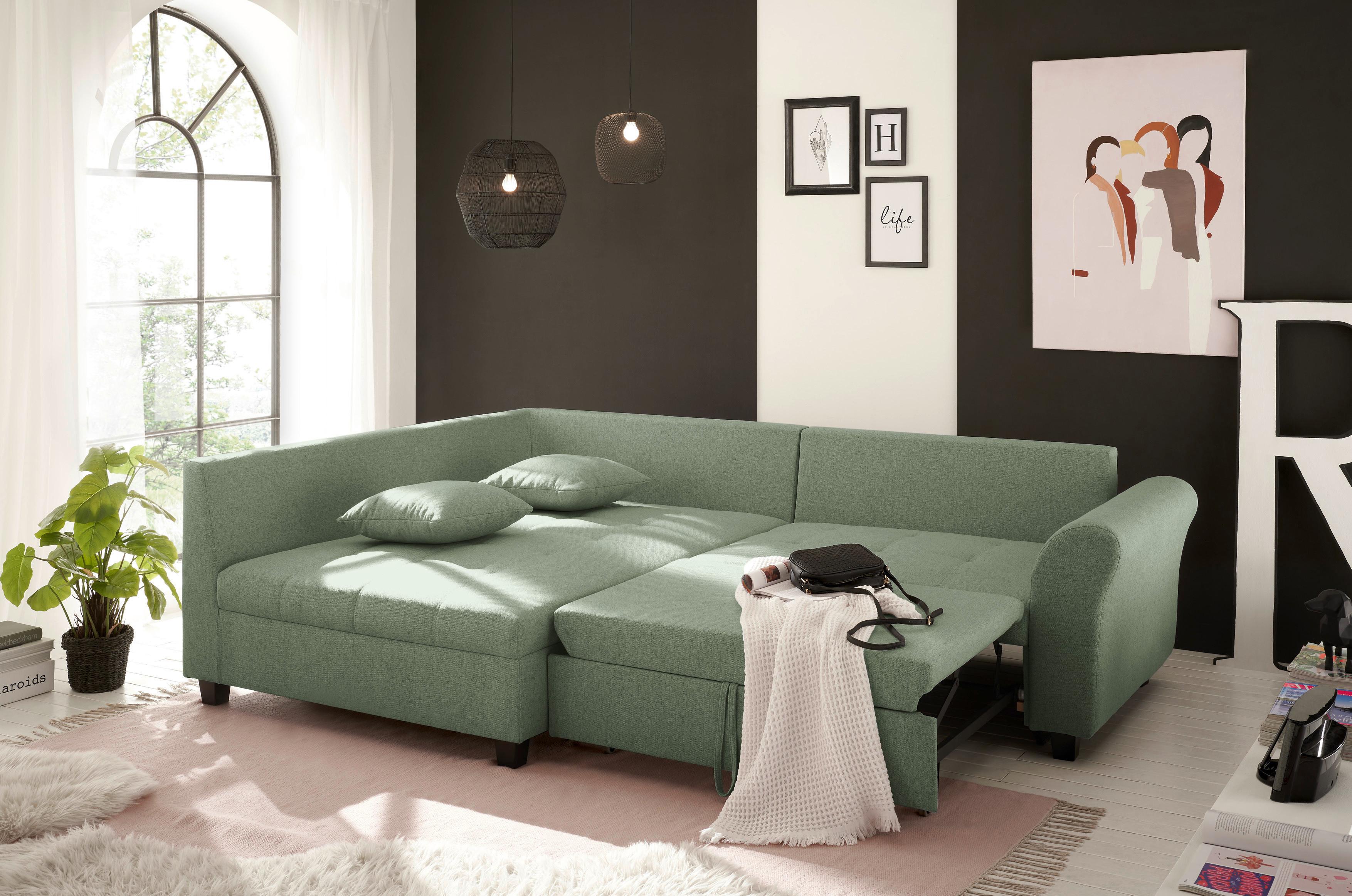 Ecksofa Liz Grün S: 175x252 Cm - Schwarz/Grün, MODERN, Textil (175/252cm) - Livetastic