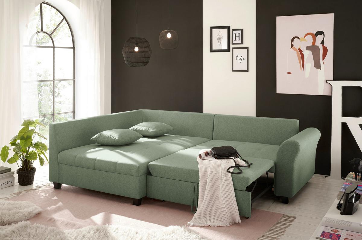 Ecksofa Liz Grün S: 175x252 Cm - Schwarz/Grün, MODERN, Textil (175/252cm) - Livetastic