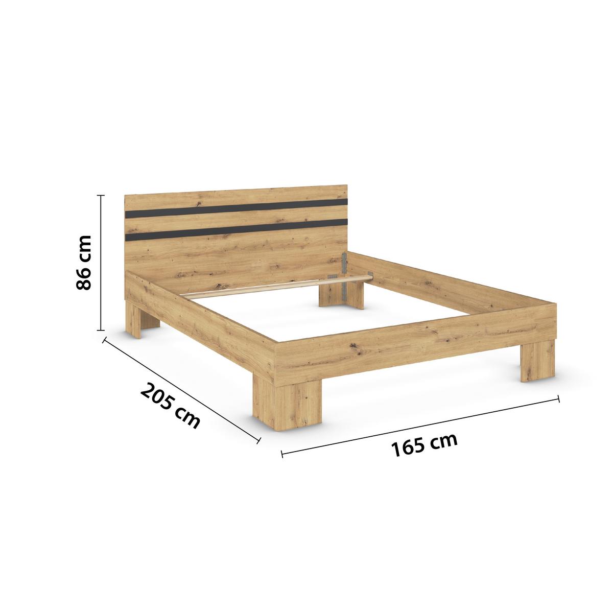 Ágykeret Foster 160/200 Cm - Artisan tölgy/szürke, Konventionell, faalapú anyag (160/200cm)