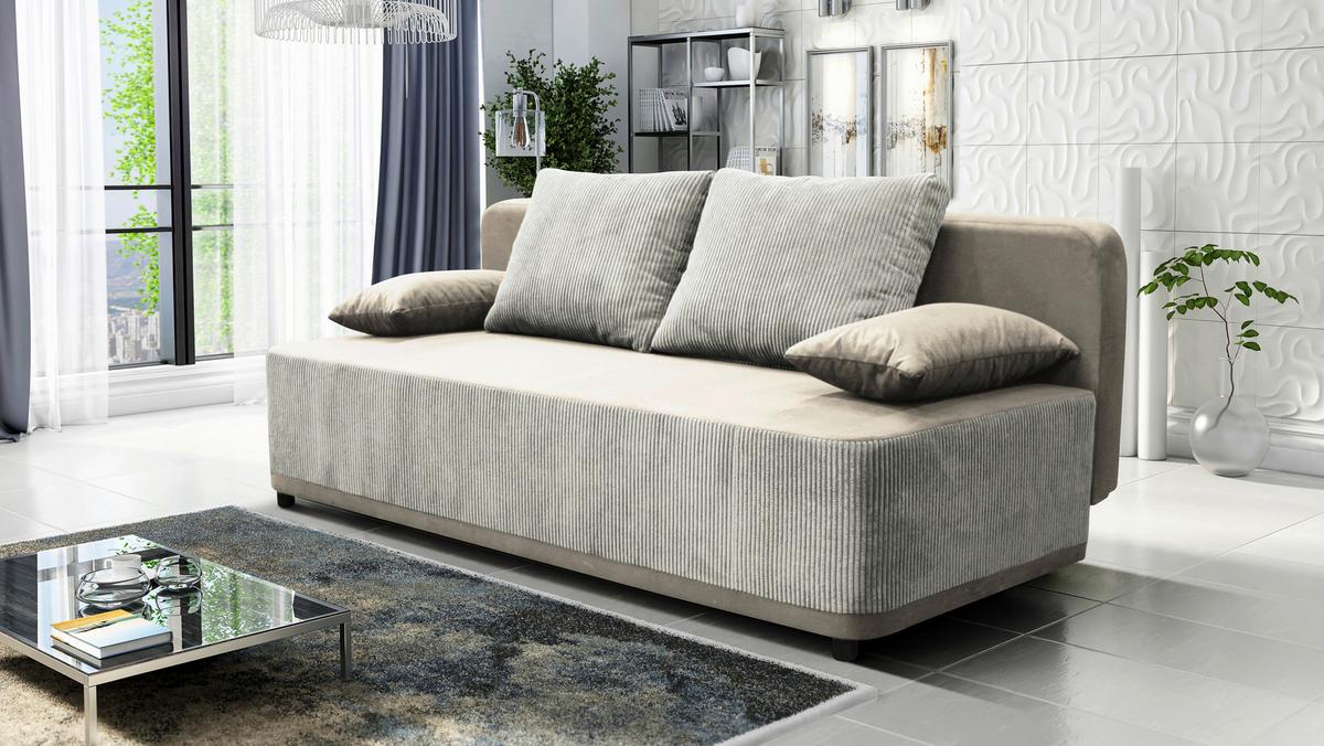 Schlafsofa Stella Creme B: 197 cm - Creme/Schwarz, Design, Textil (197/90/83cm) - MID.YOU
