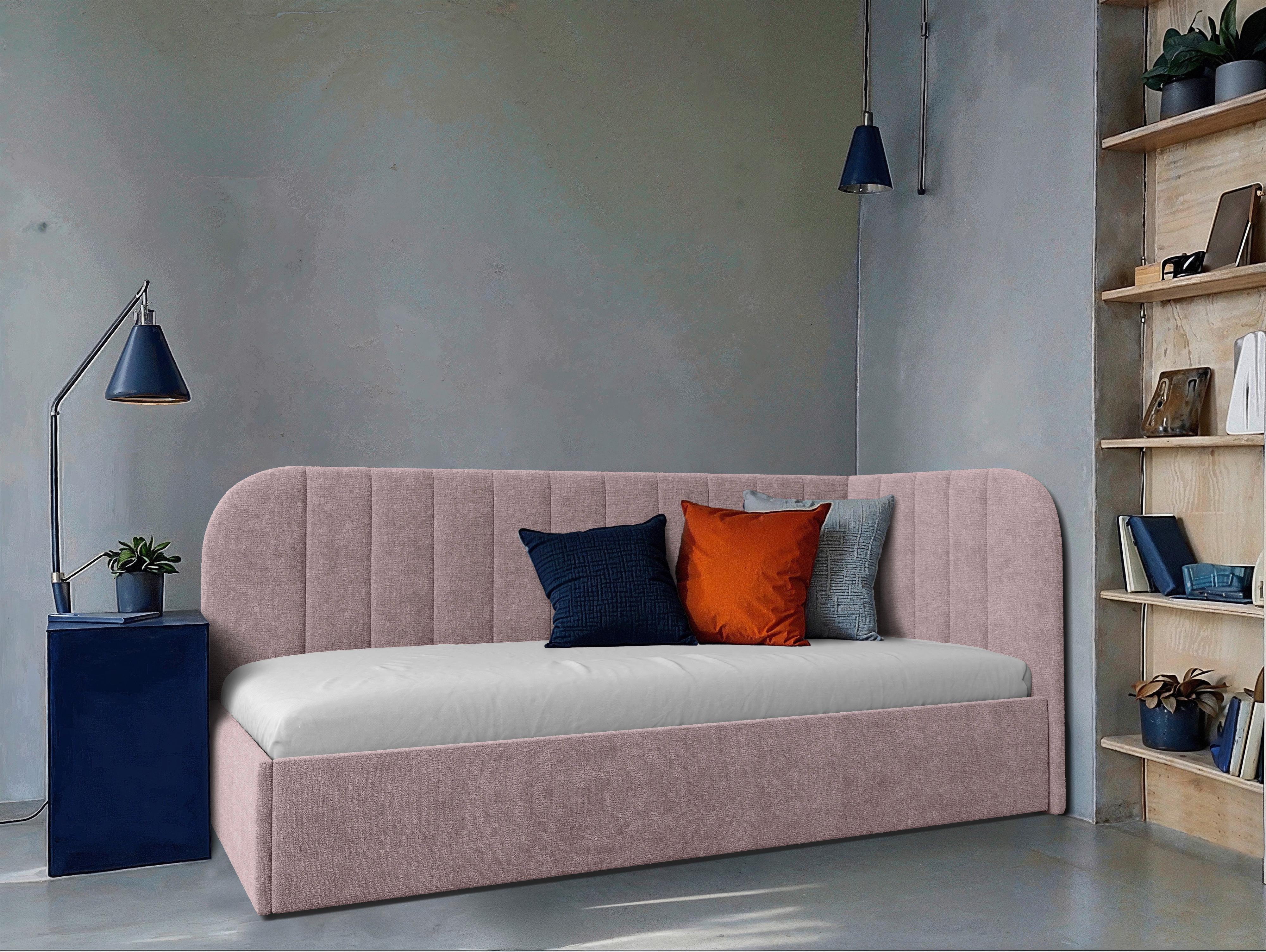 Polsterbett Millow Rechts Rosa Lf: 90x200 Cm - Schwarz/Rosa, MODERN, Holz/Holzwerkstoff (90/200cm) - MID.YOU