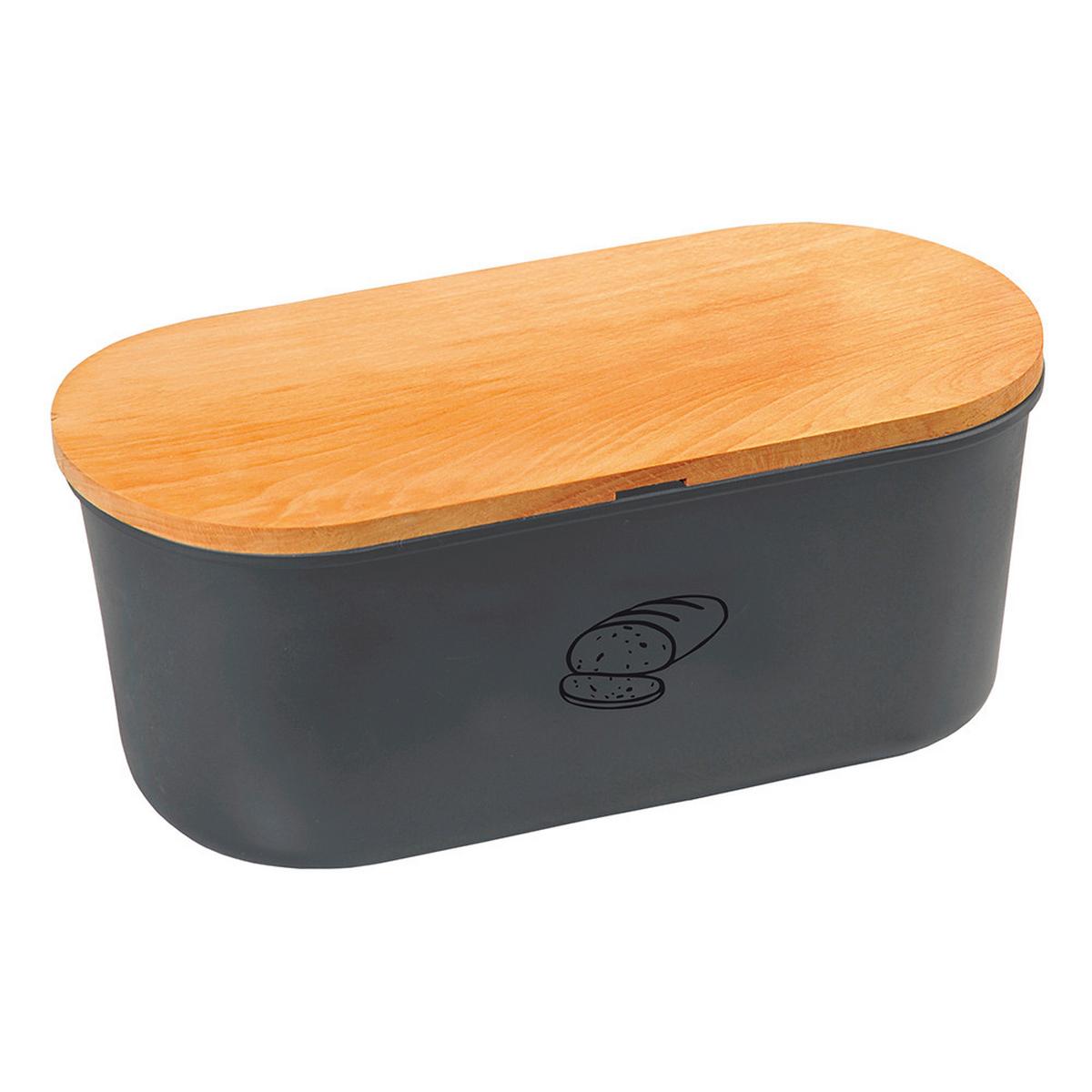 Brotbox Oval, Grau, Hellbraun, BxHxT: 34x14x18 cm - Hellbraun/Grau, Basics (34/14/18cm) - Kesper