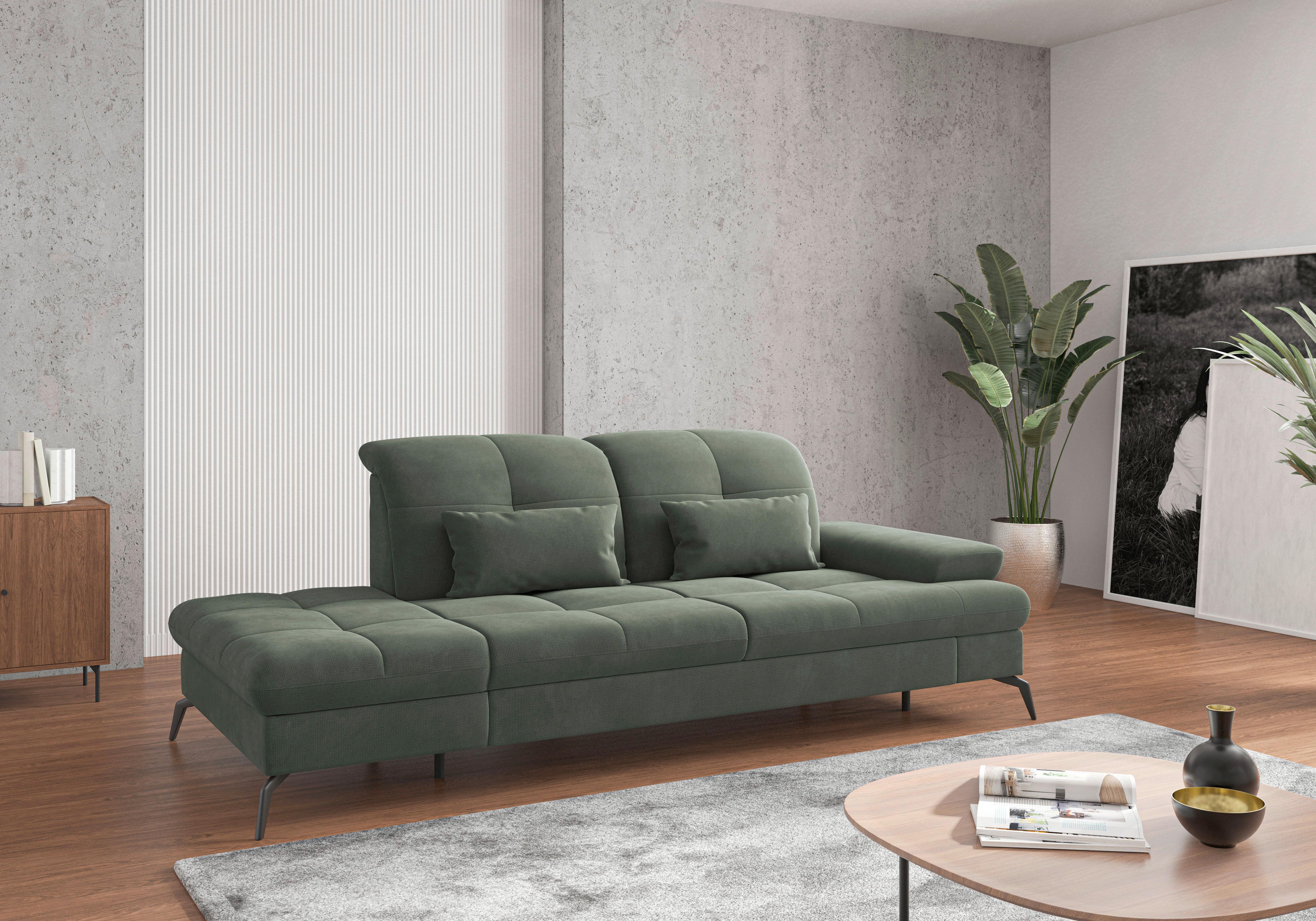 RÉCAMIERE Amica E, Grün B: 231 cm - Schwarz/Grün, KONVENTIONELL, Textil (231/90/122cm) - Sit & More
