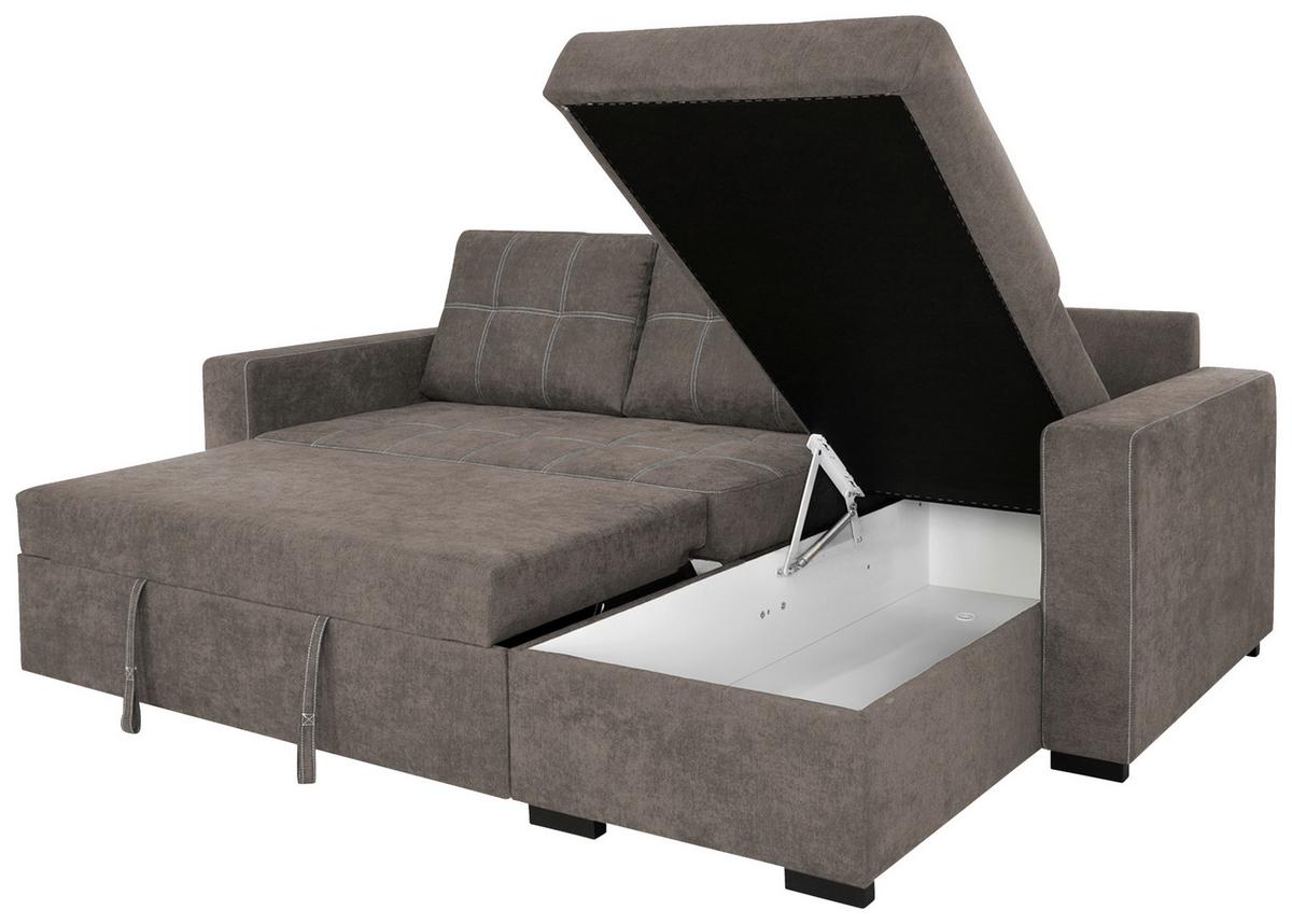 Sedací souprava TURIN, šedohnědá - černá/šedohnědá, Design, kov/dřevo (239/87/160cm)