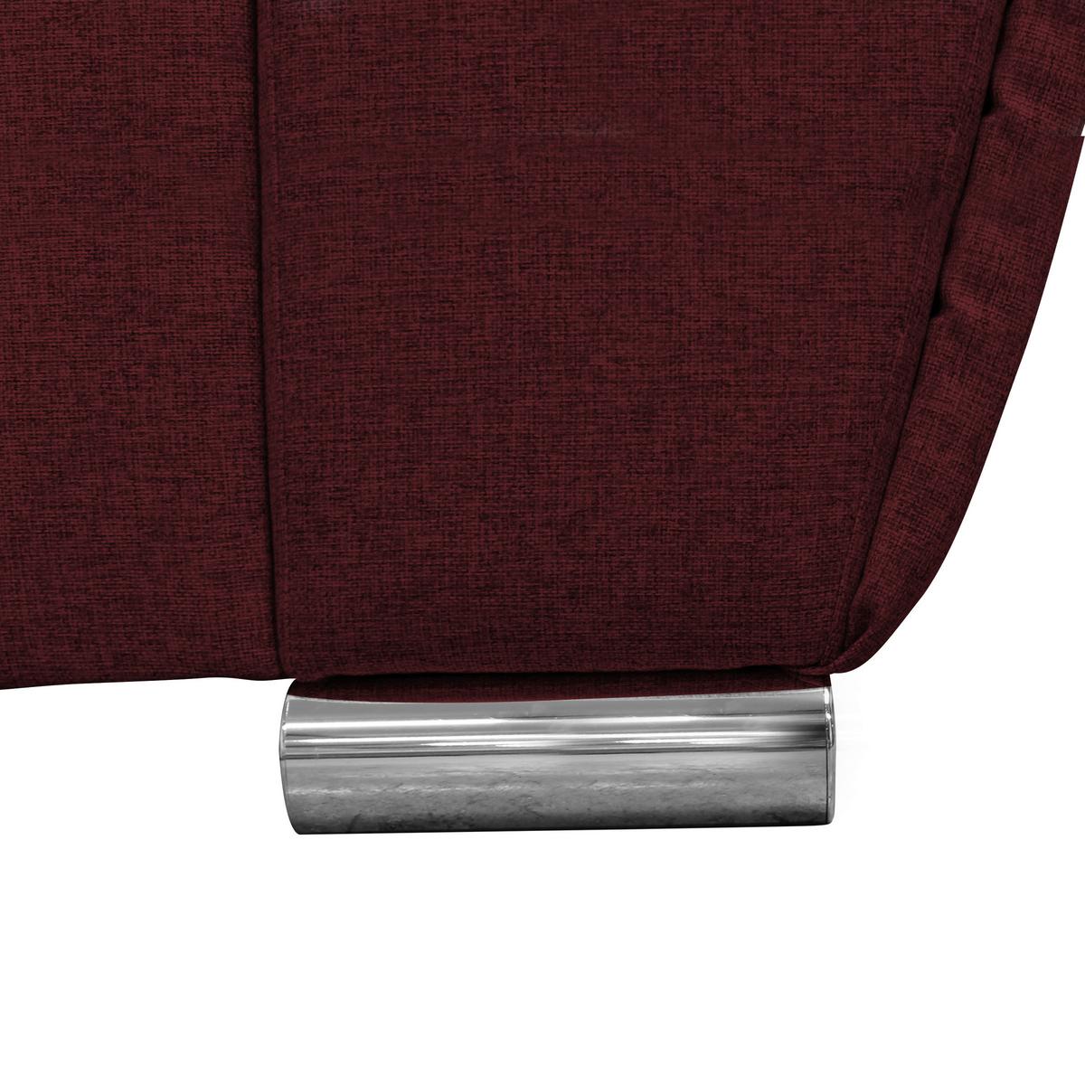 Ecksofa Delux Dunkelrot Mit Schlaffunktion Ottomane Rechts - Silberfarben/Dunkelrot, Design, Textil (266/266cm) - Livetastic