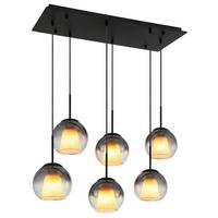 HÄNGELEUCHTE Exkl. 6xE27 40W - Klar/Schwarz, Basics, Glas/Textil (90/38/120cm) - Globo