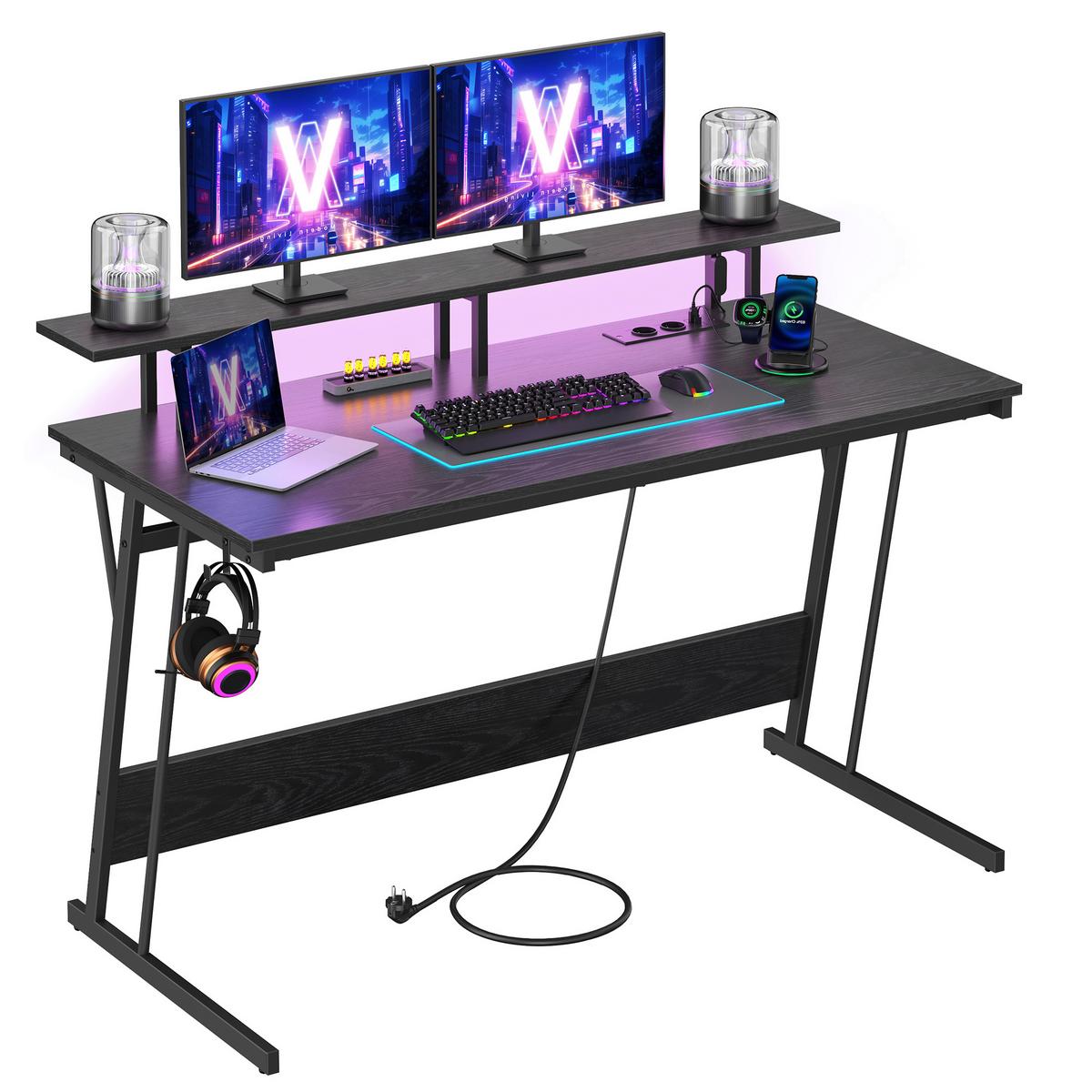 PC stôl LWD192B56V1 - čierna, Trend, kov/kompozitné drevo (120/60/91cm) - MID.YOU