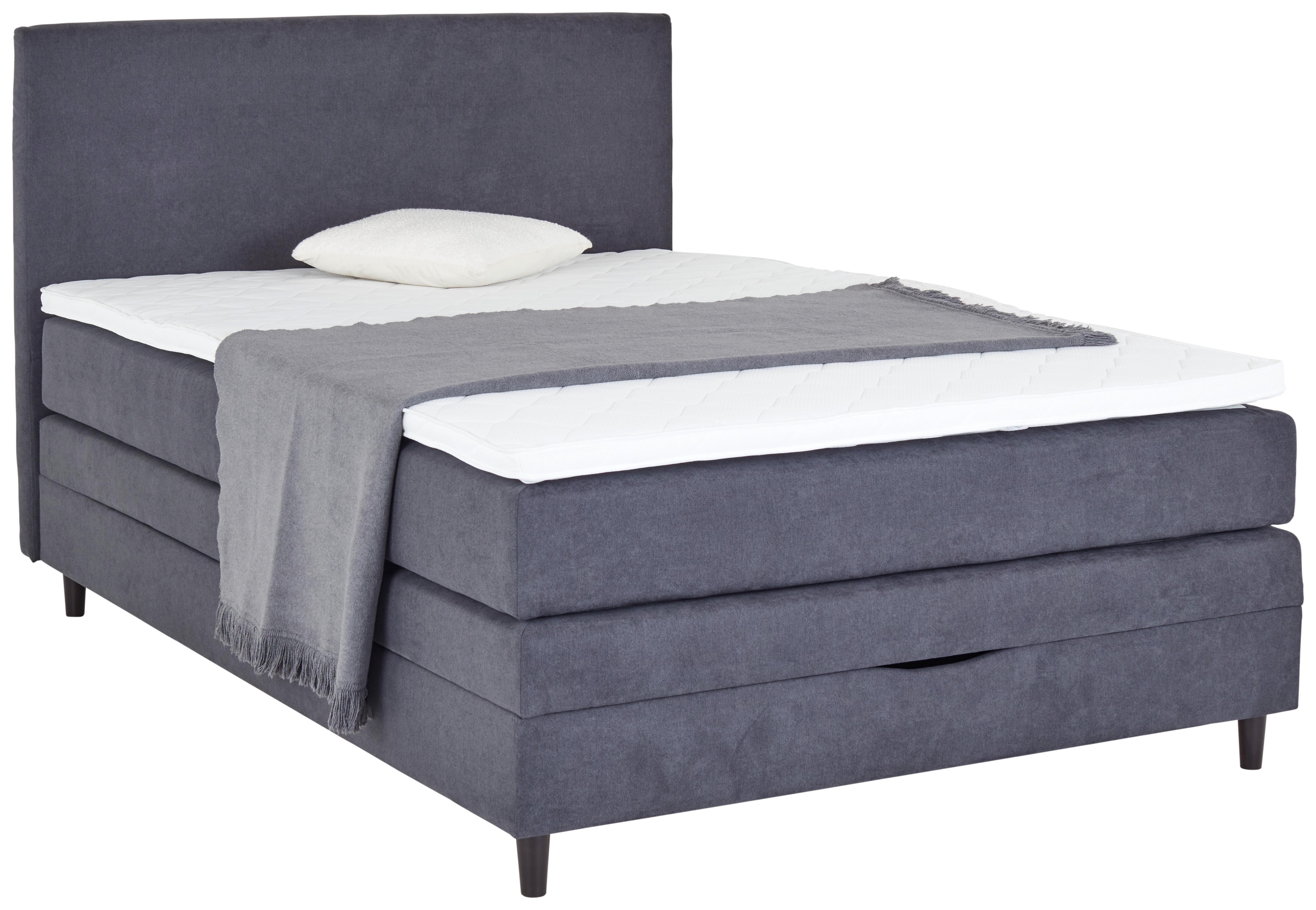 Boxspringbett Kleopatra - Anthrazit, KONVENTIONELL, Holz/Holzwerkstoff (140/200cm) - Ondega