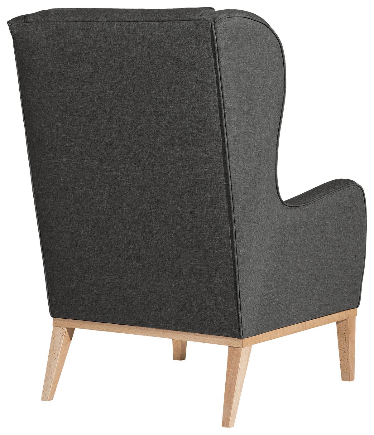 Ohrensessel Angelo - Anthrazit/Naturfarben, KONVENTIONELL, Textil (66/104/78cm) - Max Winzer