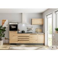 Küchenzeile Jazz 6 mit Geräten 260 cm Anthrazit/Eiche Dekor - Anthrazit/Eiche Artisan, KONVENTIONELL, Holzwerkstoff (260cm) - P & B