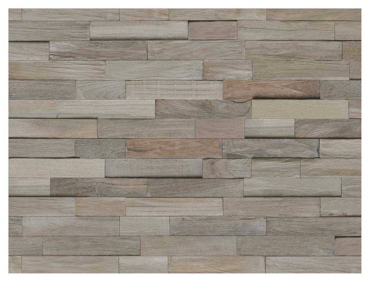 Wandverkleidung Fsc Teak Recl. Gun Smoked - Hellbraun, Basics, Holz (50/20/2cm)