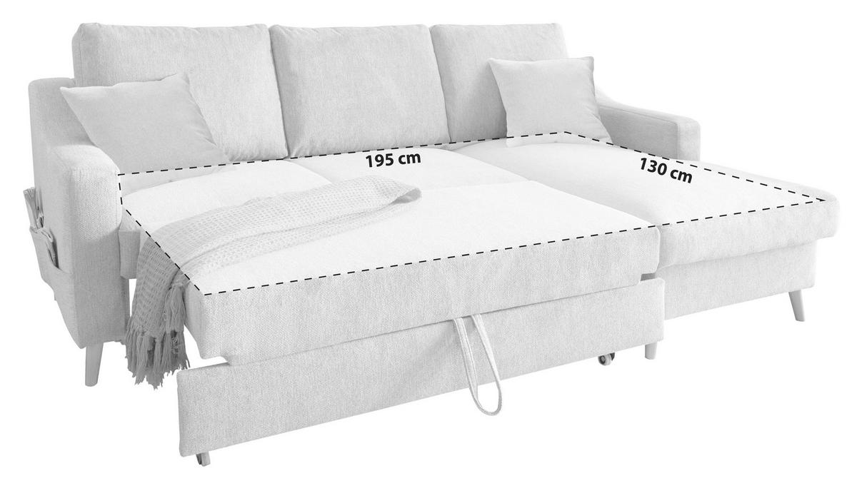 Ecksofa mit Schlaffunktion Valentina mit Kissen Rosa - Rosa/Naturfarben, KONVENTIONELL, Textil (228/150cm) - P & B