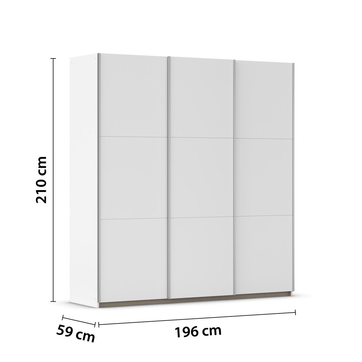 SCHWEBETÜRENSCHRANK Berny, Alpinweiß B: 196cm - Weiß, Trend, Holzwerkstoff (196/210/59cm) - Rauch Möbel
