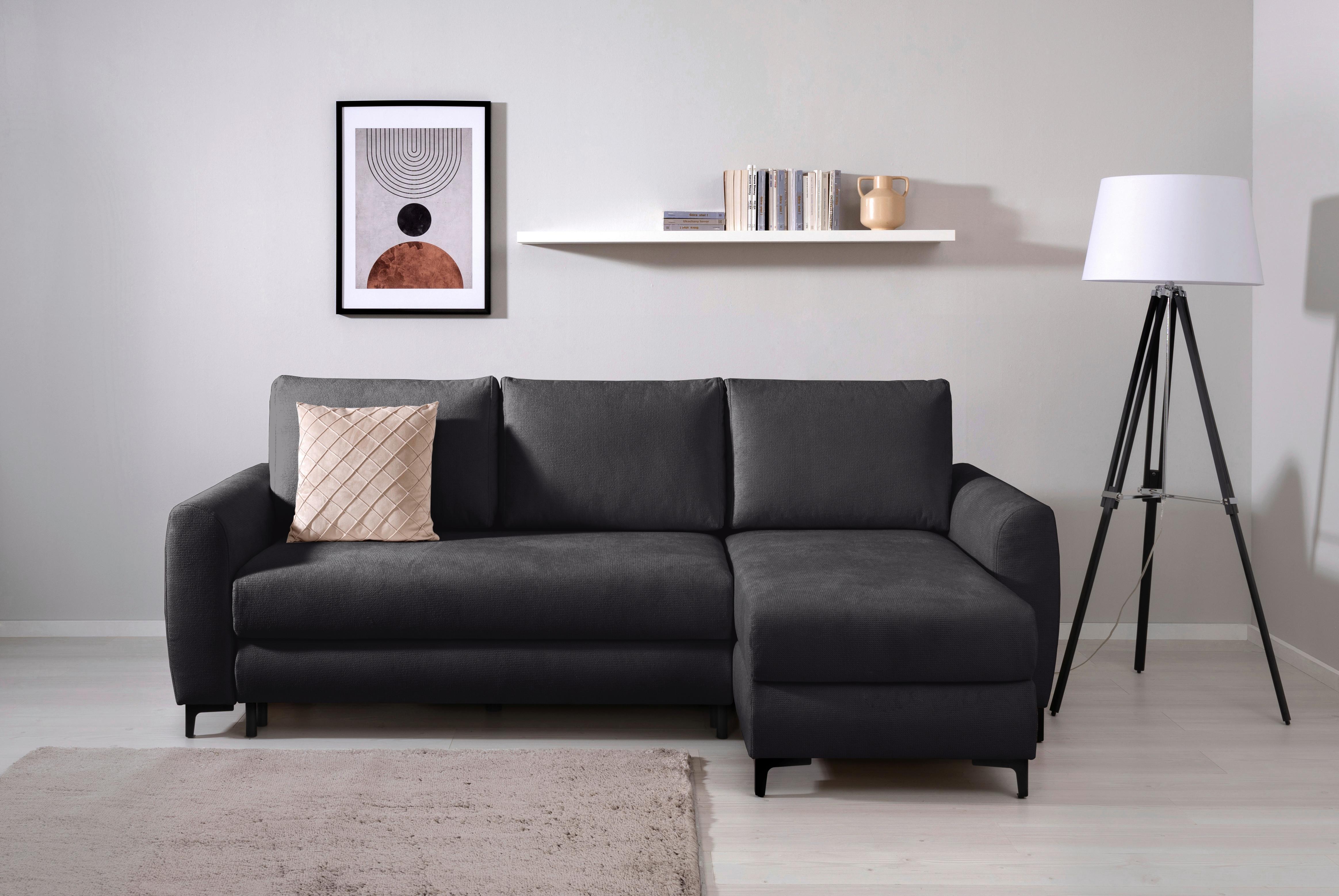 Ecksofa Moli, Schwarz S: 236x148 cm - Schwarz, Design, Textil (236/148cm) - MID.YOU