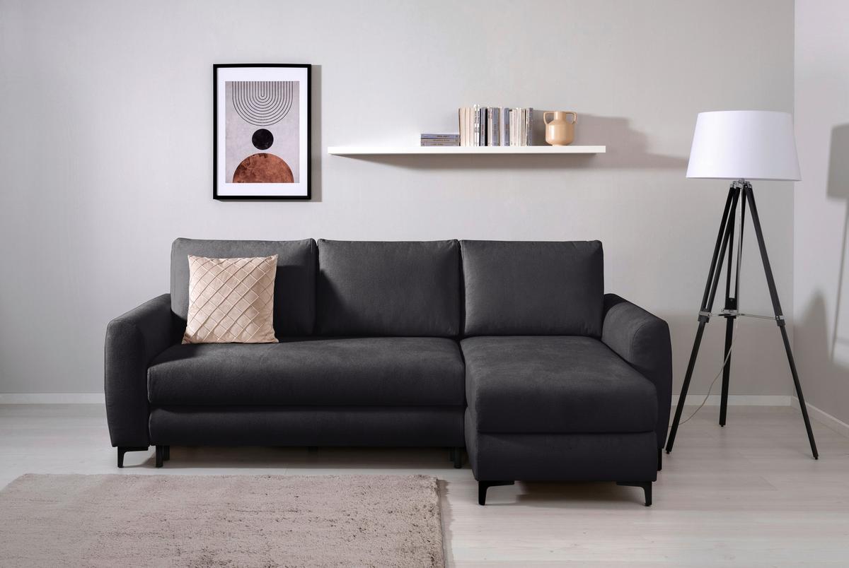 Ecksofa Moli, Schwarz S: 236x148 cm - Schwarz, Design, Textil (236/148cm) - MID.YOU