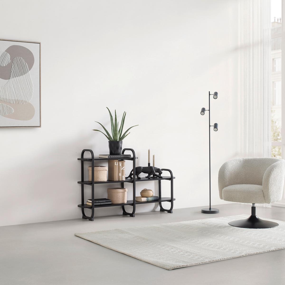 REGÁL BEND -EXKLUSIV- - čierna, Modern, kov/kompozitné drevo (115/72/27cm) - Mömax