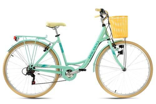 Citybike Damen 28 Zoll Cantaloupe mit Korb 6 Gänge - Gelb/Mintgrün, Basics, Metall (180/70cm) - Da Capo