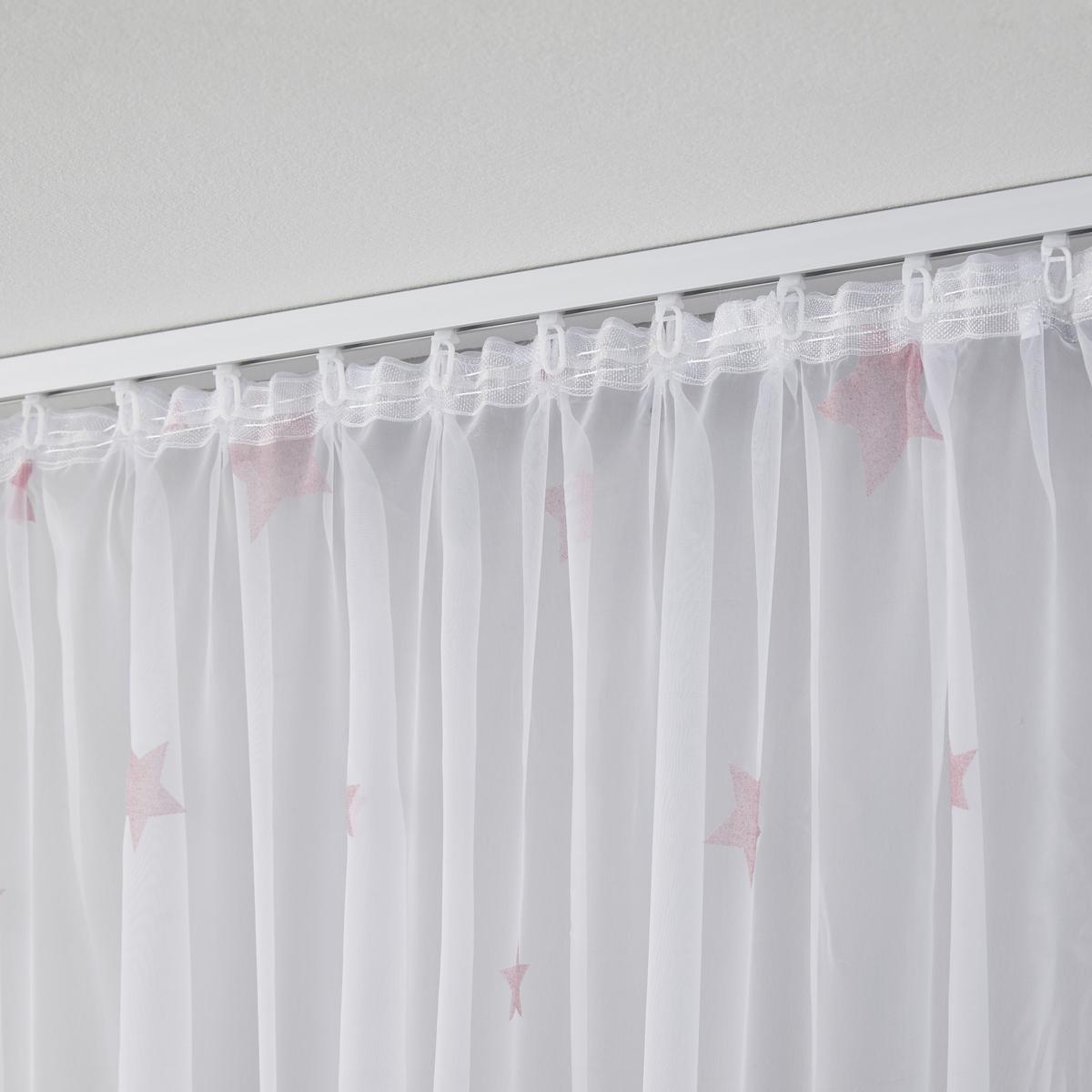 ZÁVES S PÚTKAMI Claudia, 140/245 cm - pink/biela, Romantik / Landhaus, textil (140/245cm) - Modern Living