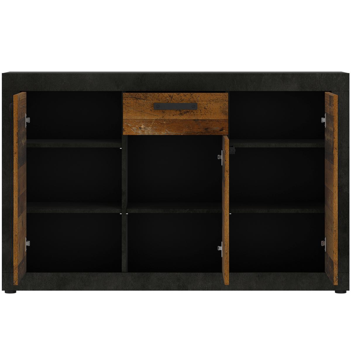 Sideboard Kassel Eichefarben B: 135,2 Cm - Eichefarben/Schwarz, ROMANTIK / LANDHAUS, Holzwerkstoff (135,2/86/35cm) - MID.YOU