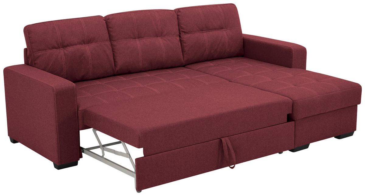 Eckschlafsofa Mediolan Rot S: 240x160 cm - Rot/Schwarz, Design, Textil (240/160cm) - Livetastic