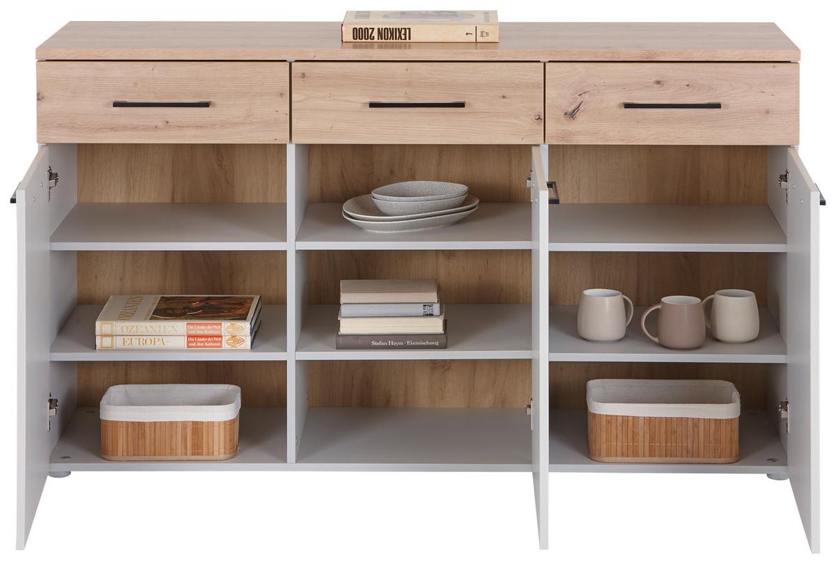 Kommode 150cm Kontor K12 Eiche Dekor - Eichefarben/Grau, MODERN, Holzwerkstoff (150/87,6/47cm)