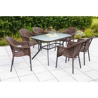 Gartentischgruppe Ravenna 7tlg. Set aus Aluminium - Dunkelbraun/Graphitfarben, KONVENTIONELL, Glas/Kunststoff - Gardenson